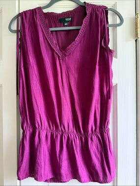 a.n.a Magenta Sleeveless Peplum Top with Beaded Trim